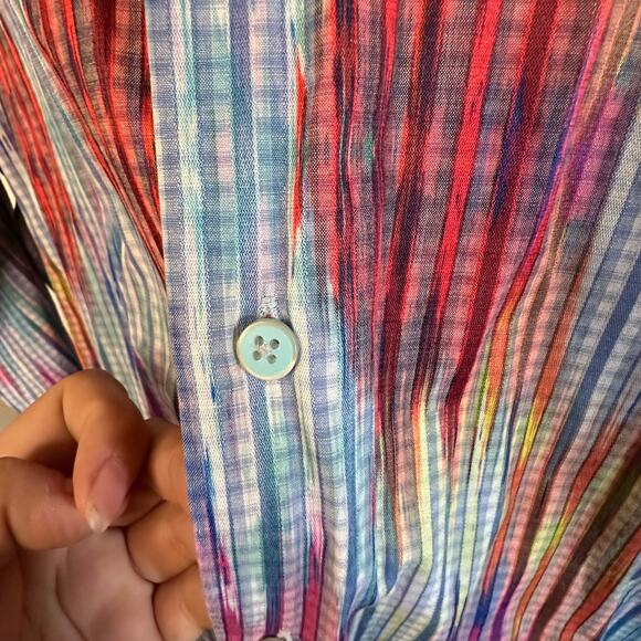 Mens Viscontt Black multi-color button down top size medium - Picture 5 of 7